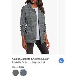 Caslon Olive British Camo Utility Jacket w/ Silver Embroidery Womens Size (L)